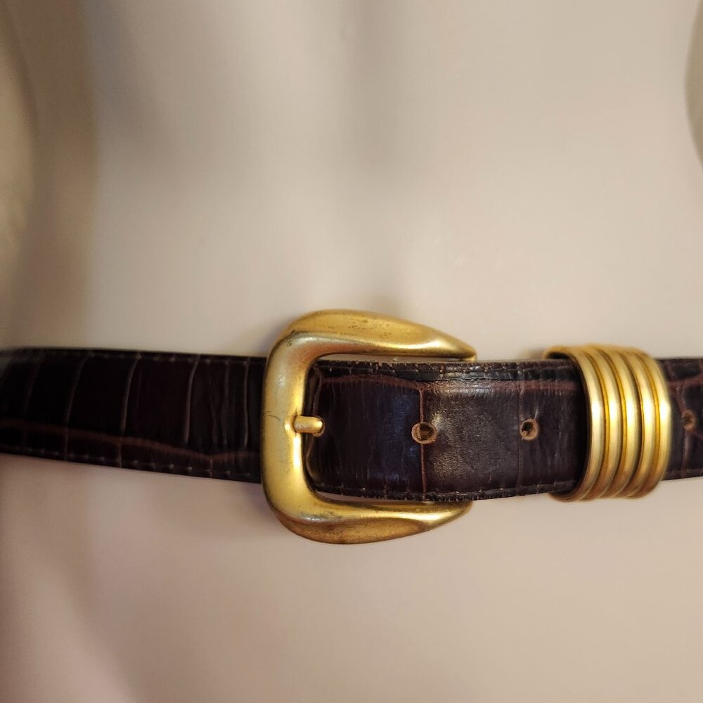 Vintage Elite Faux Alligator Brown Leather Belt